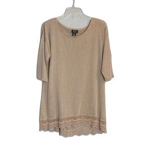 Shannon Ford New York Beige Scalloped Hem Top Women's L
